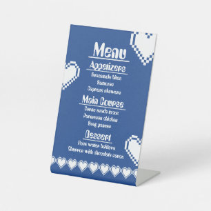 Our 8-Bit Hearts in Blue Pedestal Sign