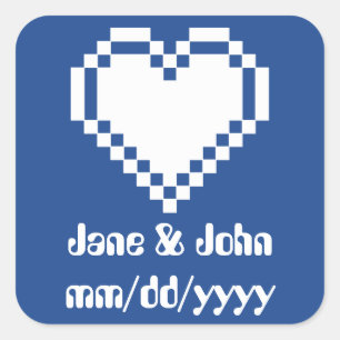 Our 8-Bit Hearts in Blue Sticker