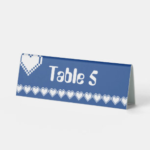 Our 8-Bit Hearts in Blue Table Tent Sign