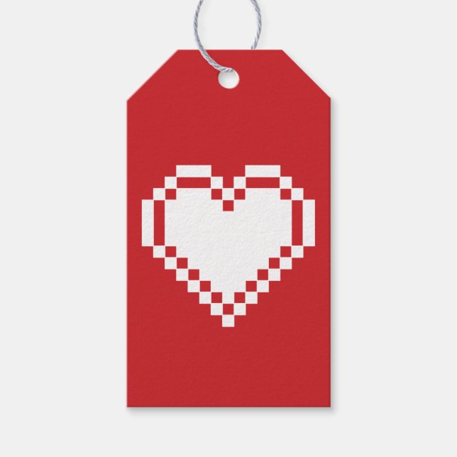 Our 8-Bit Hearts in Cherry Gift Tag (Front)