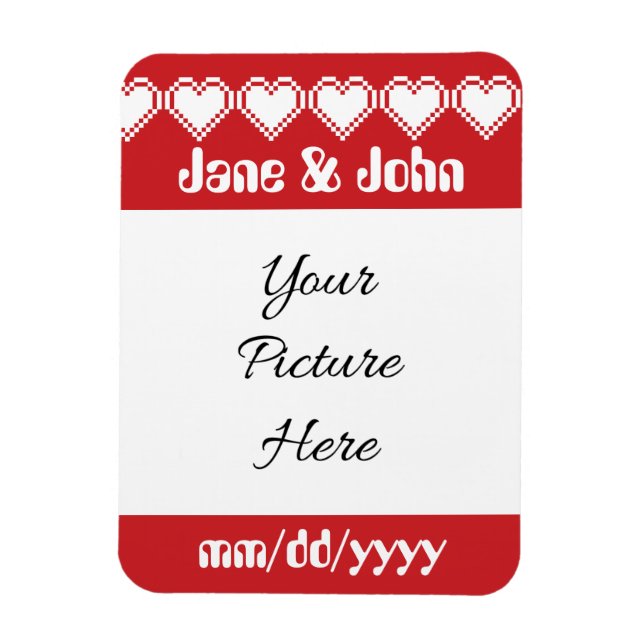 Our 8-Bit Hearts in Cherry Save-the-Date Magnet (Vertical)