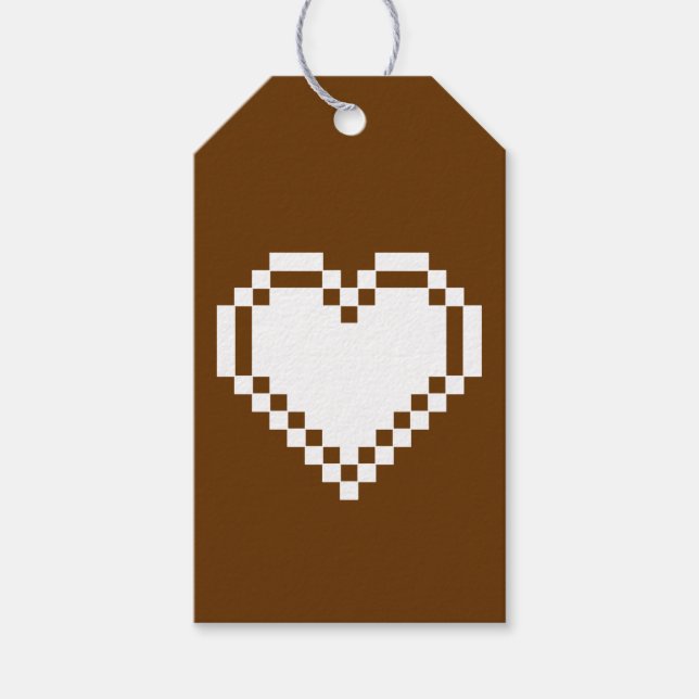 Our 8-Bit Hearts in Chocolate Gift Tag (Front)