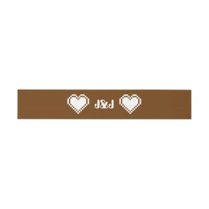 Our 8-Bit Hearts in Chocolate Invite Belly Band Invitation Belly Band