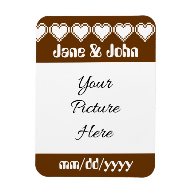 Our 8-Bit Hearts in Chocolate Save-the-Date Magnet (Vertical)