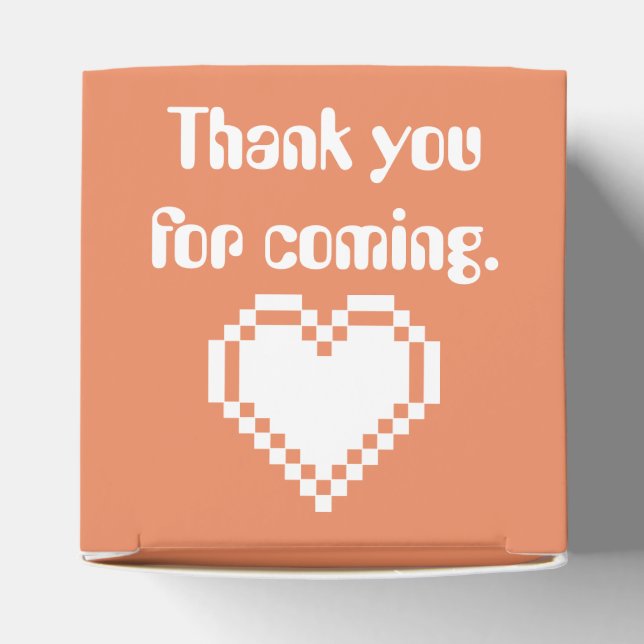 Our 8-Bit Hearts in Coral Favour Box (Top)