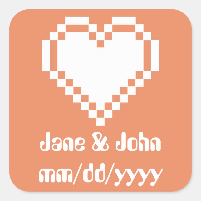 Our 8-Bit Hearts in Coral Sticker (Front)