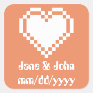 Our 8-Bit Hearts in Coral Sticker