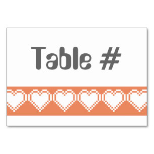 Our 8-Bit Hearts in Coral Table Card