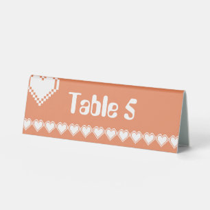 Our 8-Bit Hearts in Coral Table Tent Sign