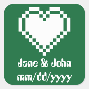 Our 8-Bit Hearts in Green Sticker