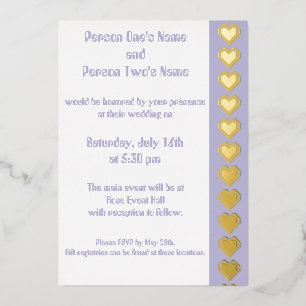 Our 8-Bit Hearts in Lavender Foil Invitation