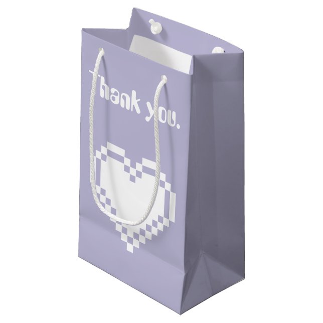 Our 8-Bit Hearts in Lavender Gift Bag (Front Angled)