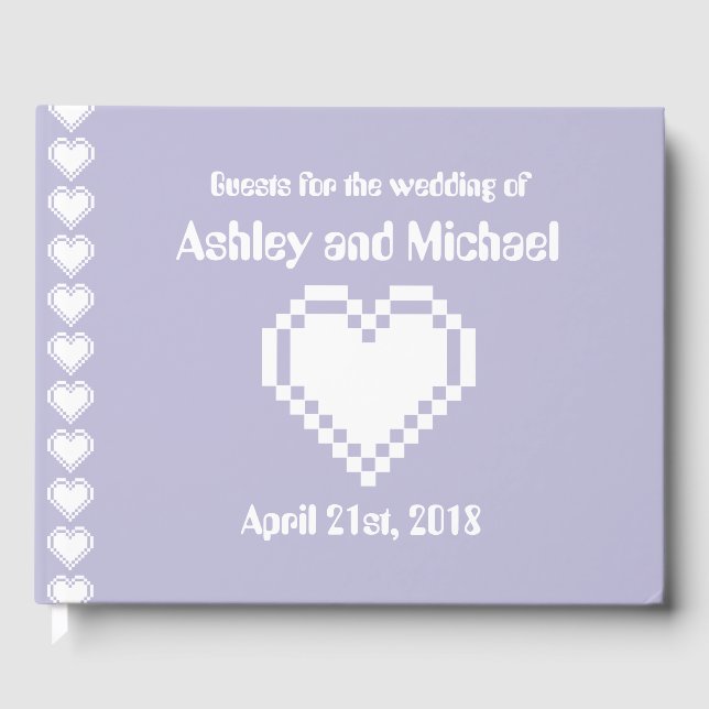 Our 8-Bit Hearts in Lavender Guest Book (Front)