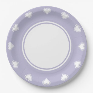 Our 8-Bit Hearts in Lavender Paper Plate