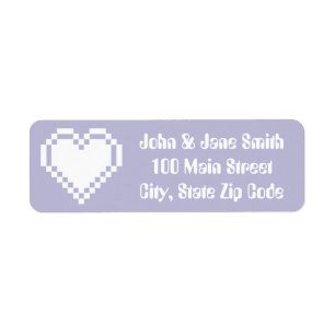 Our 8-Bit Hearts in Lavender Return Address Label