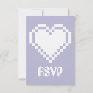 Our 8-Bit Hearts in Lavender RSVP Card