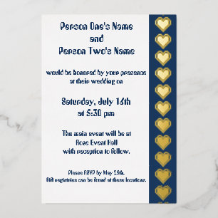 Our 8-Bit Hearts in Navy Foil Invitation