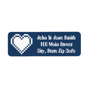 Our 8-Bit Hearts in Navy Return Address Label