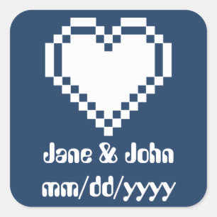 Our 8-Bit Hearts in Navy Sticker