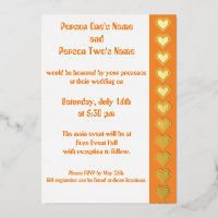 Our 8-Bit Hearts in Orange Foil Invitation