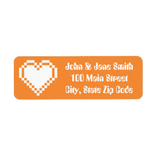 Our 8-Bit Hearts in Orange Return Address Label