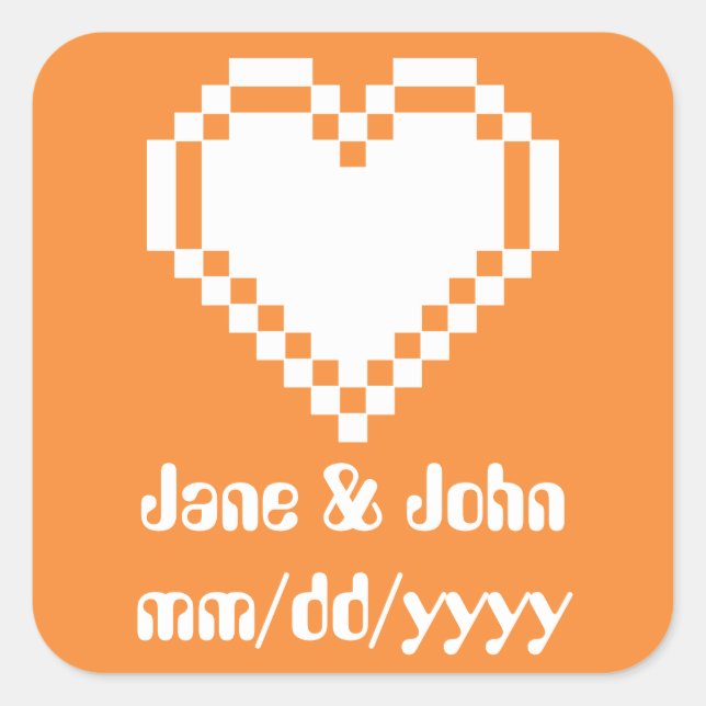 Our 8-Bit Hearts in Orange Sticker (Front)