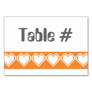 Our 8-Bit Hearts in Orange Table Card
