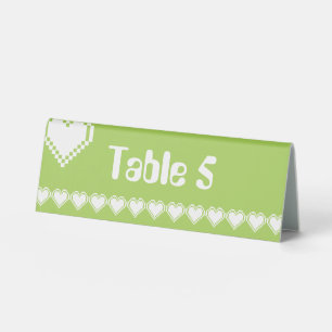 Our 8-Bit Hearts in Peridot Table Tent Sign