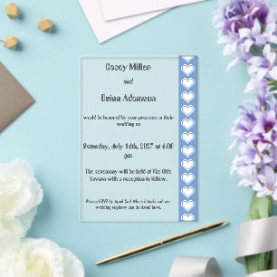 Our 8-Bit Hearts in Periwinkle Acrylic Wedding  Invitations