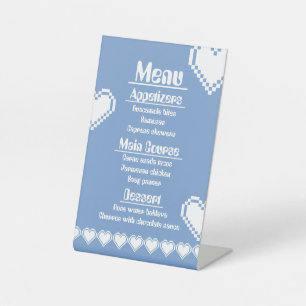 Our 8-Bit Hearts in Periwinkle Pedestal Sign