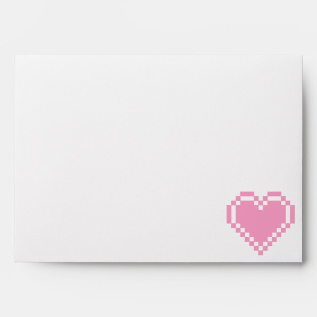 Our 8-Bit Hearts in Petal Pink Envelopes (Front)
