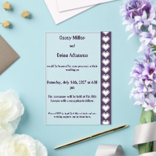Our 8-Bit Hearts in Purple Acrylic Wedding Invitations