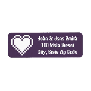 Our 8-Bit Hearts in Purple Return Address Label