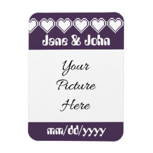 Our 8-Bit Hearts in Purple Save-the-Date Magnet