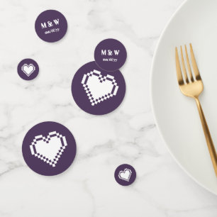 Our 8-Bit Hearts in Purple Table Confetti