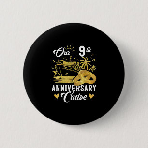 Our 9th Anniversary Golden Cruise Vacation Couple  6 Cm Round Badge