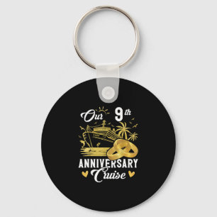 Our 9th Anniversary Golden Cruise Vacation Couple Key Ring