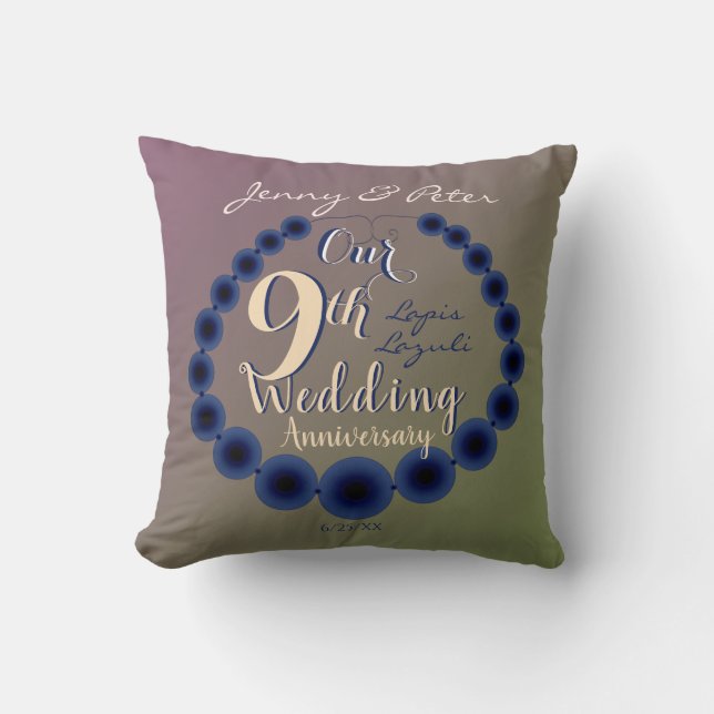 Our 9th Wedding Anniversary Lapis Lazuli Cushion (Front)