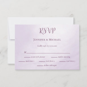 Our adventure begins calligraphy plum wedding RSVP card