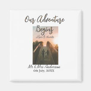 Our Adventure begins couple photo love & thanks Magnet