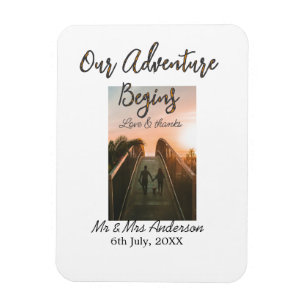 Our Adventure begins couple photo love & thanks Magnet