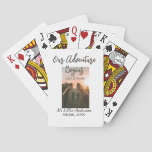 Our Adventure begins couple photo love & thanks Playing Cards