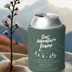 Our Adventure Begins Forest Wedding Save The Date Can Cooler