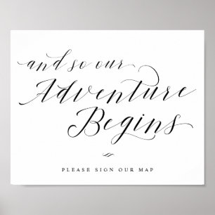 Our Adventure Begins Guest Book Map Wedding Sign
