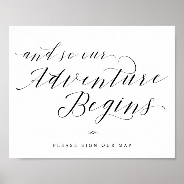Our Adventure Begins Guest Book Map Wedding Sign (Front)