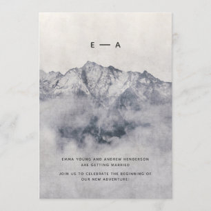 Our Adventure Begins Misty Mountain Pine Minimal Invitation