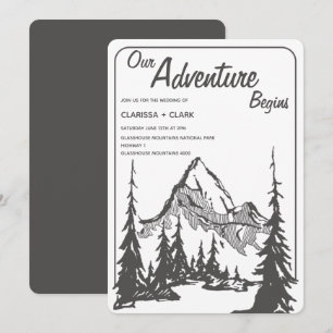 Our Adventure Begins Mountain Minimalist Wedding Invitation