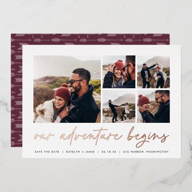 Our Adventure Begins | Multi Photo Save The Date (Front/Back)