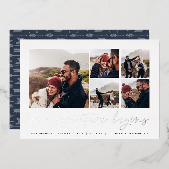 Our Adventure Begins | Multi Photo Save The Date (Front/Back)