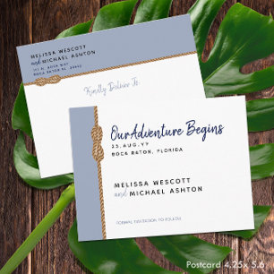 Our Adventure Begins Navy Nautical Save The Date Announcement Postcard